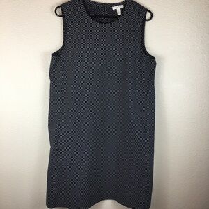 Eileen Fisher Black Organic Cotton Sleeveless Micro Print Swing Dress Medium